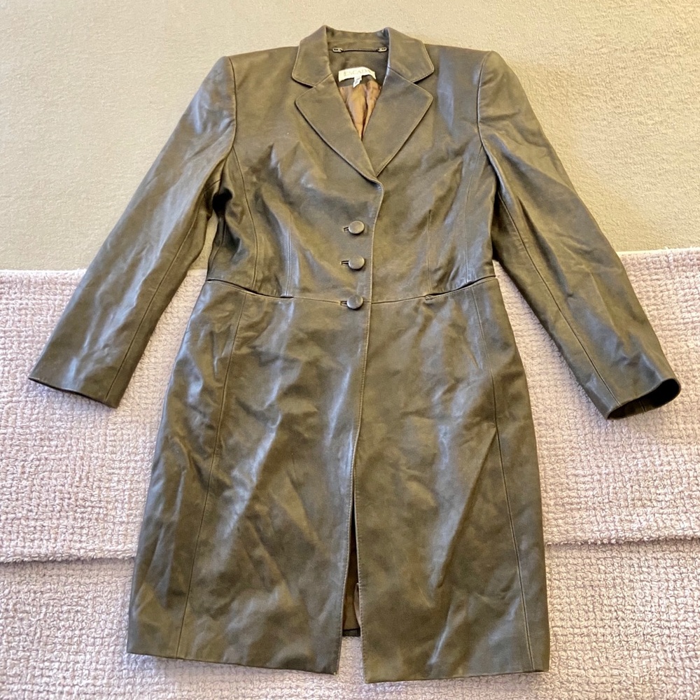 Escada Lambskin Leather Long Jacket